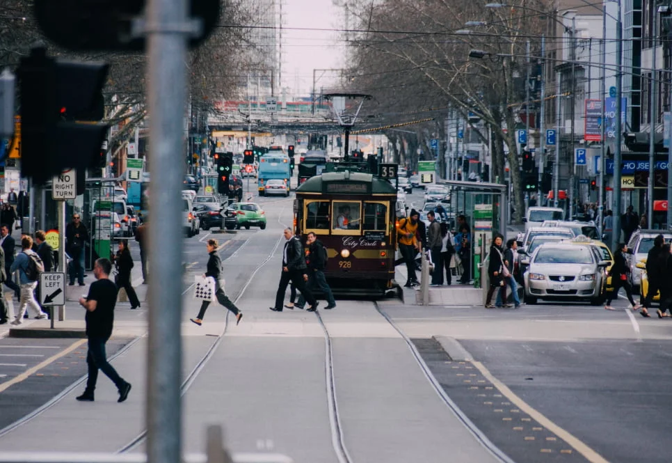 Melbourne's famous trams used by many of the Australian Pacific College Students