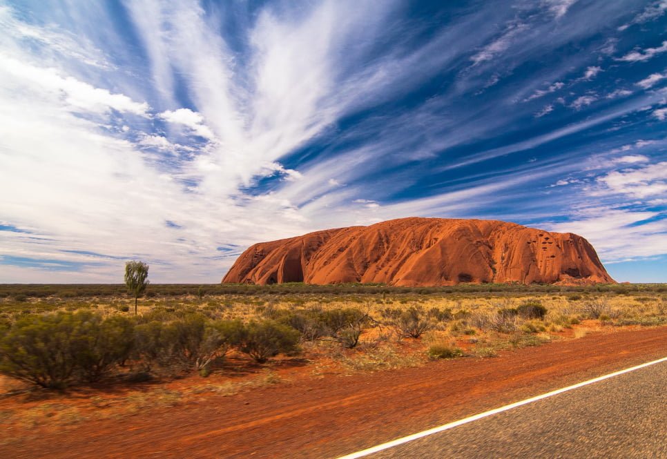 An image of Uluru in the centre of Australia