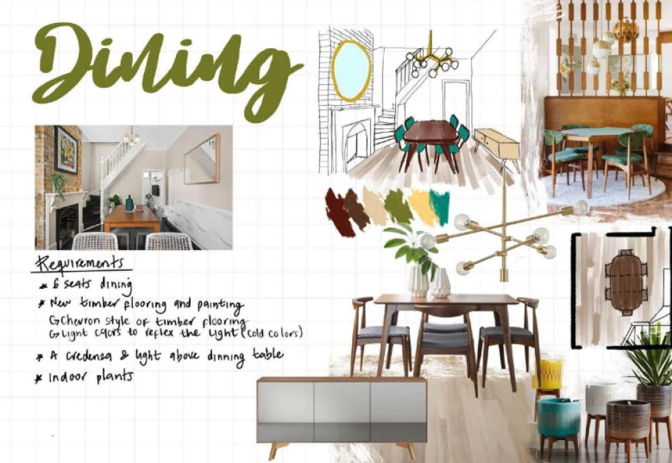 Interior concept by student Clara Medina at the Australian Pacific College